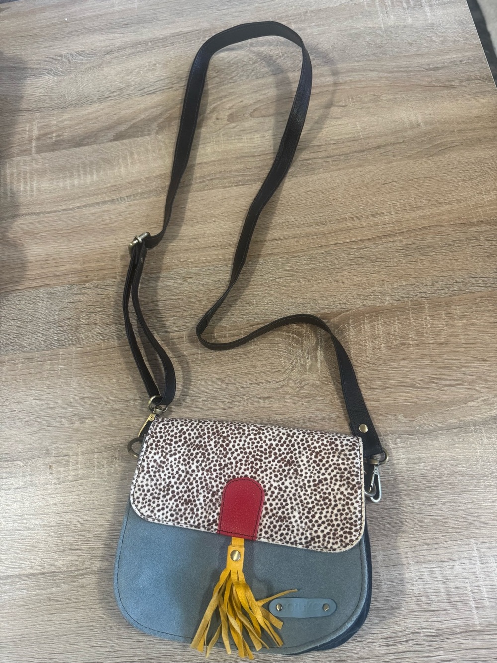Stylish Multi-Color Crossbody Bag with Tassel Detail